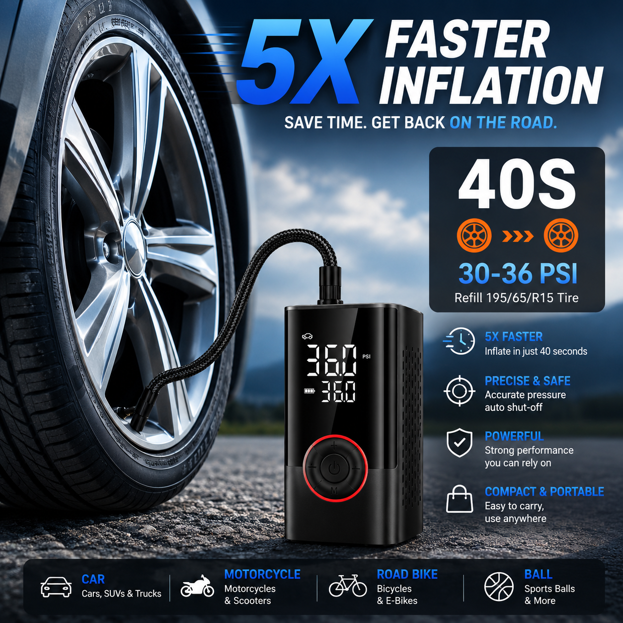 Voltify™ 150 PSI Smart Tire Inflator