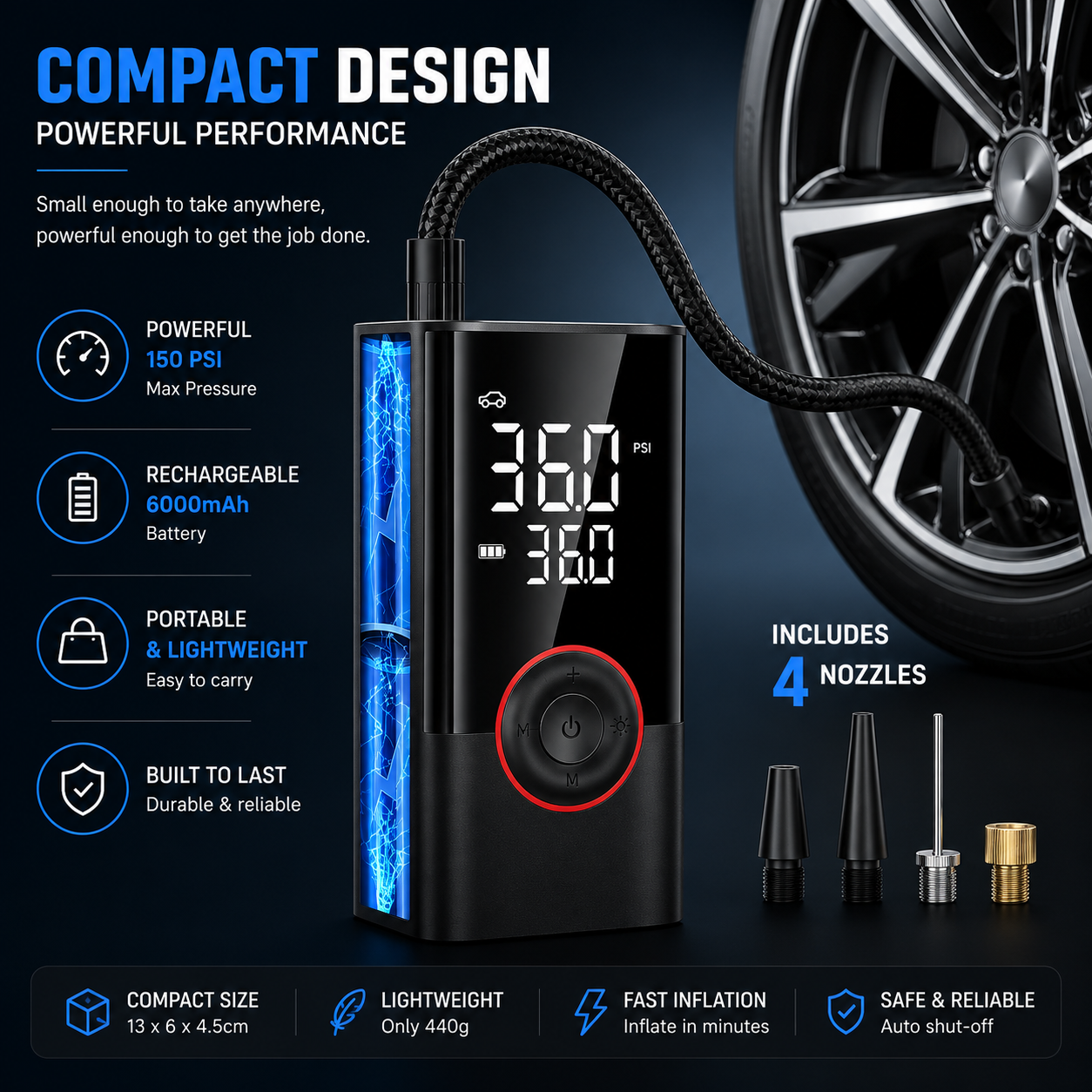 Voltify™ 150 PSI Smart Tire Inflator